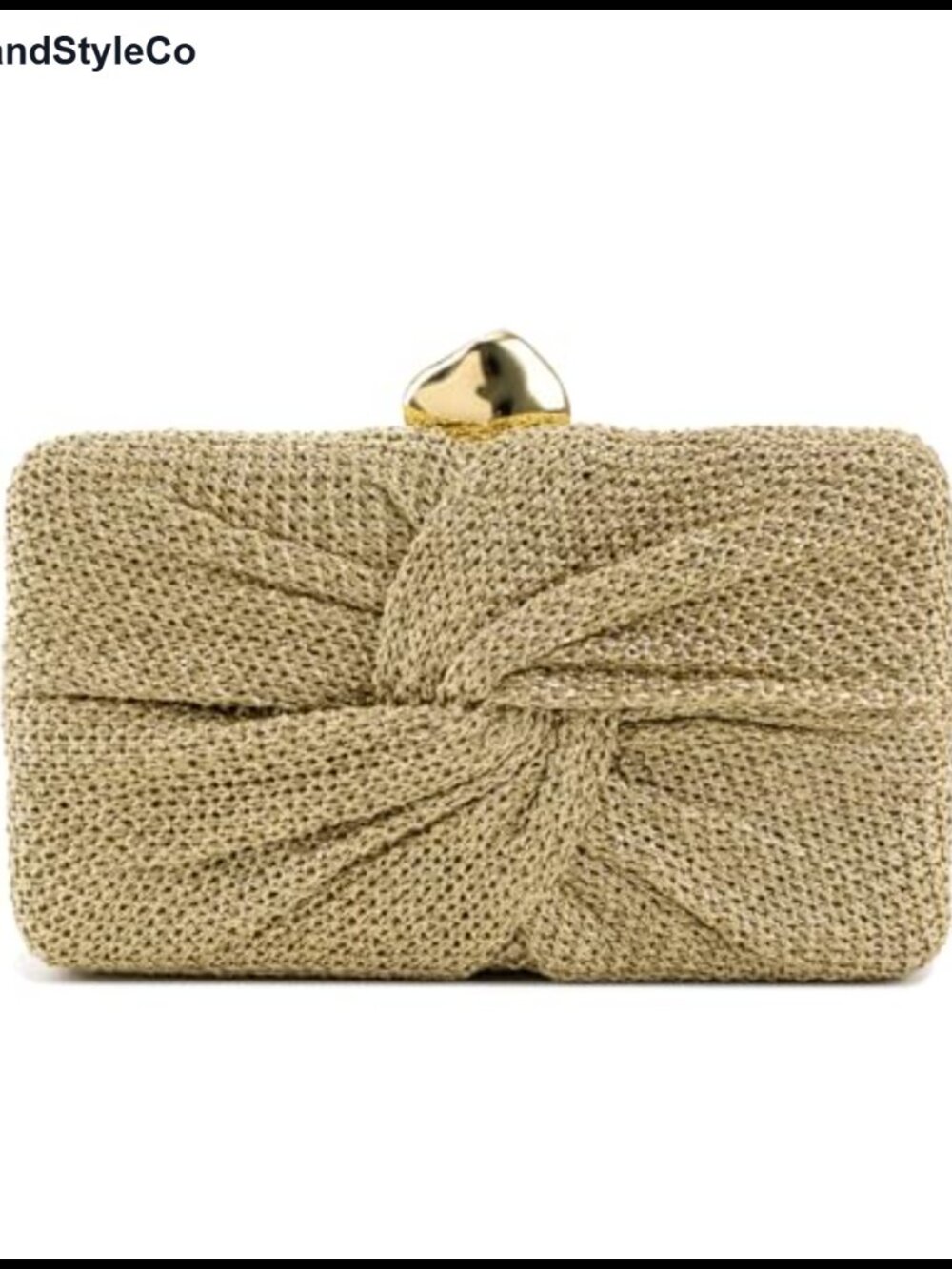 Woven Evening Clutch with Metallic Clasp Kiss Lock Party Prom Bag